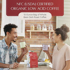 Lifeboost Dark Organic Coffee Beans - Single Origin Non-GMO Dark Roast Low Acid Coffee Beans - Third Party Tested For Mycotoxins & Pesticides - Whole Bean - 12 Ounces