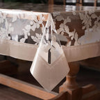 Vinyl Table Cloth Rectangle Clear Table Cover Protector with Block Printed Pattern Oil Spill Proof Farmhouse Rustic Plastic Table Covers for Dining Tables (Scroll Grass, 55 x 104 Inches)