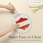 ESLITE LIFE 9.5 Inch Crepe Pan with Spreader, Nonstick Ceramic Flat Skillet Dosa Tawa Comales Para Tortillas Pancake Pan, PTFE & PFOA Free, White