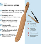 FAAY Handmade Teak Spurtle for Sourdough Starter – Wooden Stirring Stick & Mixing Tool for Deep Jars | Nonstick-Safe, Finished with Coconut Cooking Oil, Crafted in Thailand