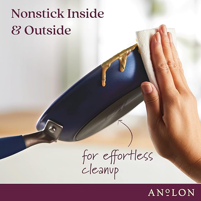 Anolon Advanced Hard Anodized Nonstick Double Burner Griddle with Multi-Purpose Rack, 10-Inch by 18-Inch, Indigo