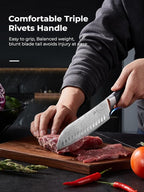 Knife Set, AMEGAT Knife Block Set with Advanced Self-Sharpening Technology, 14-Piece Waved Texture Kitchen Knives, Stainless Steel Knife Set with Block, Razor-Sharp and Full Tang Handle