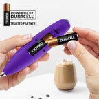Zulay Kitchen Tornado Whisk Milk Frother with 4 AA Duracell Batteries - Triple Whisk for More Power - Handheld Coffee Frother with Stand - Drink Mixer for Lattes, Matcha & Protein Shakes