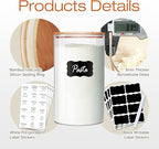 Glass Jars with Bamboo Lids 28 floz [Set of 8], Glass Canisters with Airtight Lids, Glass Food Storage Containers for Pasta, Oats, Coffee, Flour, Sugar, Rice, Best for Kitchen & Pantry