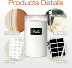 Glass Jars with Bamboo Lids 79 FL OZ [Set of 3], Glass Canisters with Airtight Lids, Glass Food Storage Containers for Spaghetti, Fettuccine, Linguine,Pasta, Best for Kitchen & Pantry