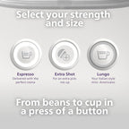 Philips Baristina Espresso Machine, Grind, Tamp & Brew Coffee Beans in One Swipe, Compact, 16 Bar Pump Pressure, Automatic Grinder, Natural White with Ash Wood Portafilter (BAR302/20)