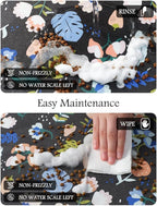 Pet Feeding Mat-Absorbent Dog Mat for Food and Water Bowl-No Stains Quick Dry Water Dispenser Mat-Dog Accessories Pet Supplies-Bowl for Messy Drinkers（DARKFLOWERS,17"x34"