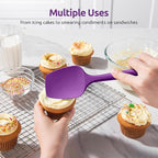 U-Taste Silicone Spoon Spatula Set, 600ºF High Heat Resistant Food Grade Flexible Rubber Scraper, Integrated Cooking Mixing Baking Kitchen Utensils Set of 3 for Nonstick Cookware (Purple)