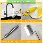 Corn Peeler, Corn Stripper, Long Handle Stainless Steel Corn Stripping Too Thresher Scraper for Home Kitchens, Restaurant Chefs (2PCS)