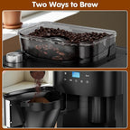 Joy Pebble 10-Cup Drip Coffee Maker with Built-In Grind, Grind & Brew, Touch-Screen Control, 1.5L Large Water Tank & Keep Warm Plate