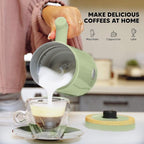 Starument Electric Milk Frother and Steamer - Automatic Foamer & Heater for Coffee, Latte, Cappuccino, Other Creamy Drinks - 4 Settings Cold Foam, Airy, Dense Warm, Green, 8x4x5 inches