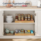 HO0BRO Large Silverware Organizer Kitchen Drawer Organizer, Magnetic Connected Expandable Utensil Organizer From 22 to 35 Inches, Bamboo 16 Slots Cutlery Tray with Knife Holder, Natural YL07TL01