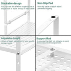 iPEGTOP 3 Pack Large Expandable Cabinet Storage Shelf, Heavy Duty Stackable Steel Metal Spice Rack Adjustable Height Home Office Pantry Garage Shelves for Counter Kitchen Organization, White