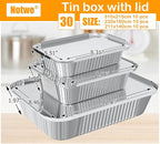 Notwoe® Disposable Aluminum Pans with Lids, 10x7.5 and 7.3x5.3 Square 6.9x4.3 Square Combo Set, Disposable Baking and Cake Pan. (L30 Pack w/Lids)