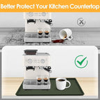 Silicone Coffee Maker Mat with Lip, 19.7'' x 15'' Heavy Duty Coffee Maker Mat for Countertops, Coffee Tray Fit Under Coffee Machine Appliance Automatic Machines Espresso Accessory, Dark Olive Green