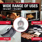 CDN Oven Thermometer ProAccurate®, Easy-to-Read 2"" Dial, Stainless Steel Housing, Temperature Zones, Stand or Hang, Monitor Oven Temperatures, NSF Certified - DOT2