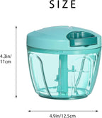 Ourokhome Manual Food Processor Vegetable Chopper, Portable Hand Pull String Garlic Mincer Onion Cutter for Veggies, Ginger, Fruits, Nuts, Herbs, etc., 650ml, Blue