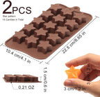 Small Star Silicone Molds, 15 Cavities Star Chocolate Molds for Candy/Gummy/Jelly/Fruit Snack, Mini 3D Stars Mold for Wax Melt/Resin, 2 Pcs