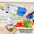 Beneno Heavy Duty Hand Can Opener Manual with Magnet, Durable Sharp Carbon Steel Blade Smooth Cutting, Big Effort-Saving Knob & Soft Grip Handle, Multifunctional Bottle Opener, Klein Blue