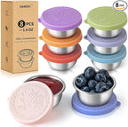 8 Pack - 1.6 Oz Small Salad Dressing Containers To Go, Leakproof Condiment Containers with Lids Reusable Stainless Steel Sauce Cups for Lunch Boxes Kitchen Storage Picnics Travel Meal Prep