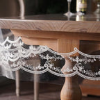 Clear Table Cover Protector Plastic Vinyl Table Cloth with White Lace Pattern Oil Spill Proof Plastic Tablecloths for Dining Tables Parties Holidays (French Lace, 60 x 104 Inches)