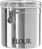 Oggi Jumbo 8" Stainless Steel Flour Clamp Canister - Airtight Food Storage Container Ideal for Kitchen & Pantry Storage of Flour or other Bulk, Dry Foods.