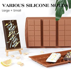 2 Pcs Chocolate Bar Molds Deep Large Chocolate Molds Silicone Break Apart Thick Silicone Molds for Candy Bar, With 100 Pcs Bags and 1 Pc Scraper Set (10 Snap）