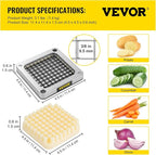 VEVOR Replacement Chopper Blade, 3/8 inch, 3 PCS French Fry Blade Assembly with 6 Extra Knives, Stainless Steel Dicer Parts and Push Block for Cutting Potatoes Carrots Onions Cucumbers Mushrooms