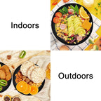 Wrova Large Wheat Straw Dinner Plates - 11 Inch Unbreakable Set of 8 - Dishwasher & Microwave Safe, Deep Edge for Kitchen and Camping (Black)