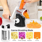 Rotary Cheese Grater Hand Crank, 3 Blades Slicer Shredder, Cheese Grater for Kitchen, Multi-Functional Kitchen Tool for Vegetables, Nuts, Chocolate, with Strong Suction Base, Black