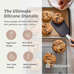 StarPack Premium Flexible Large Silicone Turner Spatula - High Heat Resistant to 600°F, Hygienic One Piece Design, Non Stick Rubber Kitchen Utensil for Fish, Eggs, Pancakes & Cookies (Stormy Grey)