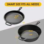 2-in-1 Pre-Seasoned Cast Iron Dutch Oven Pot with Skillet Lid Set, 10" Skillet 3QT Pot for Cooking, Baking, Frying and Camping