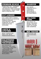DALSTRONG Gladiator Series Elite-18pc Stainless Steel Knife Set with Block-High Carbon German Steel-Acacia Wood Block-Knife Set w/Red Handles-NSF Certified-Men's Valentines Gift