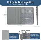 Foldable Bar Mat 18x12 inch - 3-in-1 Silicone Drying Mat with Removable Cutting Board & Rim Tray | Countertop Protector for Home, Outdoor, Travel | Professional Cocktail Accessories (gray)