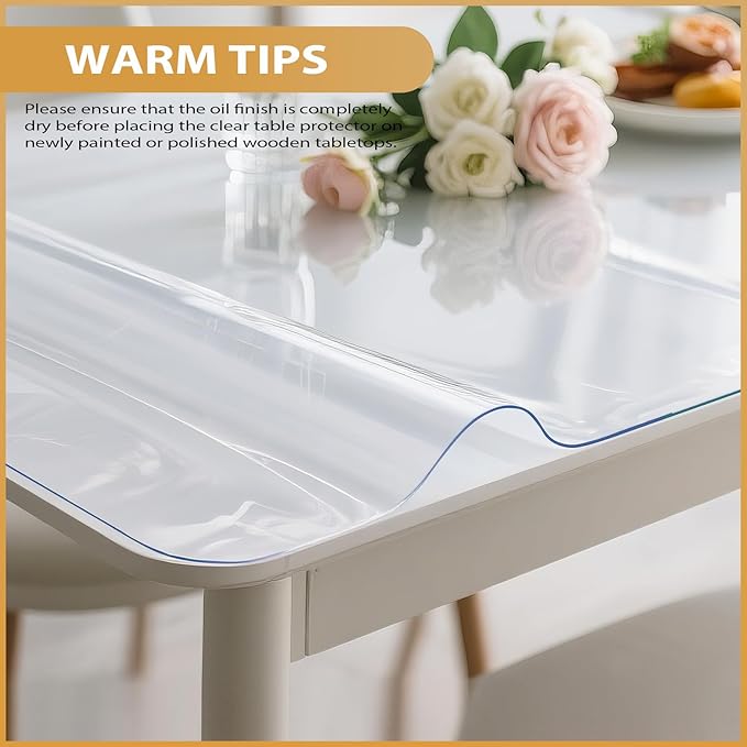 Clear Table Protector 42 x 72 Inch, 1.9mm Thick Waterproof PVC Plastic Table Cover, Durable Table Pad for Dining Room, Kitchen, Writing Desk, and Coffee Tables