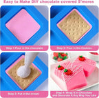 Sidosir 3Pcs Chocolate Covered Cookie S'mores Molds Silicone, 6-Cavity Square Caramel Silicone Molds for Fat Bombs, Chocolate Truffles Mold for Hard Candy, Ice Cube