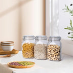 Glass Jars with Airtight Lid, Large Glass Food Storage Jars, 3 Pack Wide Mouth Airtight Glass Jars ffor Flour, Cereal, Coffee, Pasta and Canning(50OZ)