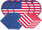Gatherfun American Flag Patriotic Party Supplies Disposable Napkins and Paper Plates for Veterans Day Election Day 4th of July Independence Day Decorations, Serve 50