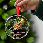 Personalized Text & Name Trumpet Instrument Christmas Glass Ornament, Musical Instrument Xmas Ornament Gifts for Trumpet Player, Custom Trumpetist Christmas Keepsake, Music Lover Glass Ornaments 2025