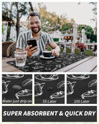 AMOAMI Coffee Mat Hide Stain Rubber Backed Absorbent Dish Drying Mat for Kitchen Counter - Fits Under Coffee Maker & Espresso Machine (16X24, Ink)