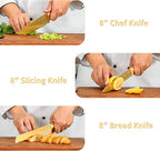 ZHANG XIAO QUAN SINCE 1628 15Pcs Knife Set with White Block, High Carbon Stainless Steel Kitchen Knife Set, Sharp and Durable, Hundreds of Years of Masterful(Golden)