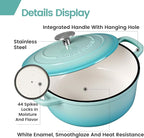 Enameled Cast Iron Covered 5.5 Quart Dutch Oven with Dual Handle for Bread Baking, Dutch Ovens with Lid, Peacock Blue