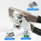 Manual Can Opener，Commercial Can openner，Can Opener Heavy Duty with Ergonomic Soft Grip Handles and Magnetic Lid Lifter for Large Cans, Seniors ，Stainless Steel, Black