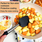5Pcs Silicone Spatula Heat Resistant Long Large Spatulas Set for Nonstick Cookware, Rubber Pancake Fish Turner Spatula for Kitchen Use Silicone Cooking Kitchen Utensils Set Black