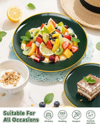 PULOTE 200PCS Green Plastic Plates - Heavy Duty Green Disposable Include 100 Each (10 inch Dinner & 7 inch Dessert) Plates for Christmas Party