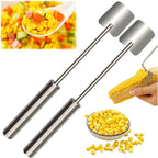Corn Peeler, Corn Stripper, Long Handle Stainless Steel Corn Stripping Too Thresher Scraper for Home Kitchens, Restaurant Chefs (2PCS)