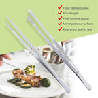 MSY BIGSUNNY Stainless Steel Food Tweezers Multi-function Cooking Tongs Kitchen Serving Tong (12" Round & 12" Pointed Tweezers)