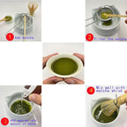 Matcha Whisk Set 4 Pieces Set for Matcha Beginners, Including a Traditional Bamboo Whisk, Spoon, Tea Sieve and Bamboo Spoon