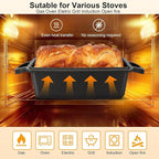 Cast Iron Loaf Pan with Lid | 9×5 Inch Bread Baking Pan | Even Heat Distribution for Perfect Homemade Bread, Cake, Meatloaf | Durable 2 Piece Set for Baking Enthusiasts Black