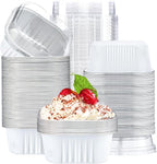 EUSOAR Disposable Ramekins with Lids, 10oz 100pcs Aluminum Foil Baking Cups, Creme Brulee Cups, Muffin Cups for Baking, Square Cupcake Pans, Mini Cake loaf Bread Containers